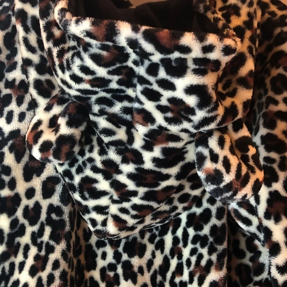 Penelope Mack Velour Leopard Print Hooded Jacket Zip Front Ruffle bottom Girls 5